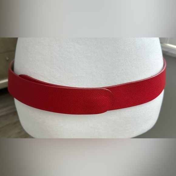 Brambilla Milano Italian Red Leather Belt, Rhinestone Studded Front Detail - Picture 6 of 10